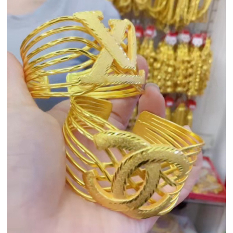 กำไลแฟชั่นกำไลทองหุ้มสวยอลังมากฟรีไซคปรับขนาดได้เทียบ2