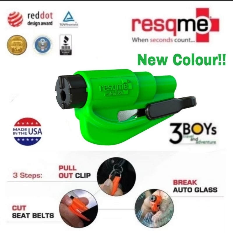 ที่ดีดกระจก resqme ® Car Escape Tool ใช้ดีดกระจกให้แตก มีดตัดBelt อุปกรณ์ที่ควรมีติดรถ เพื่อเอาชีวิต