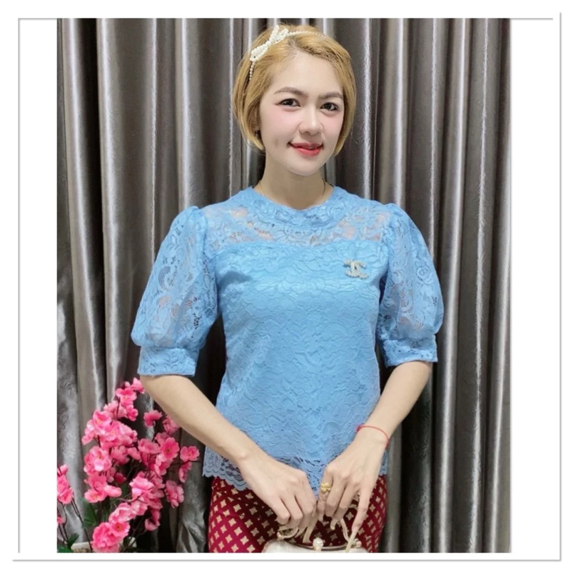 เสื้อลูกไม้แขนตุ๊กตาใส่งานบุญงานบวชงานแต่ง
