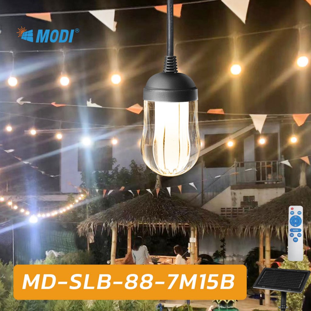 MODI ไฟห้อยระย้าโซล่าเซลล์ ยาว7M 10M 15M แสงเหลือง ไฟตกแต่งสวน ปีใหม่ คริสมาส ปาร์ตี้ solar light - รูปที่ 4