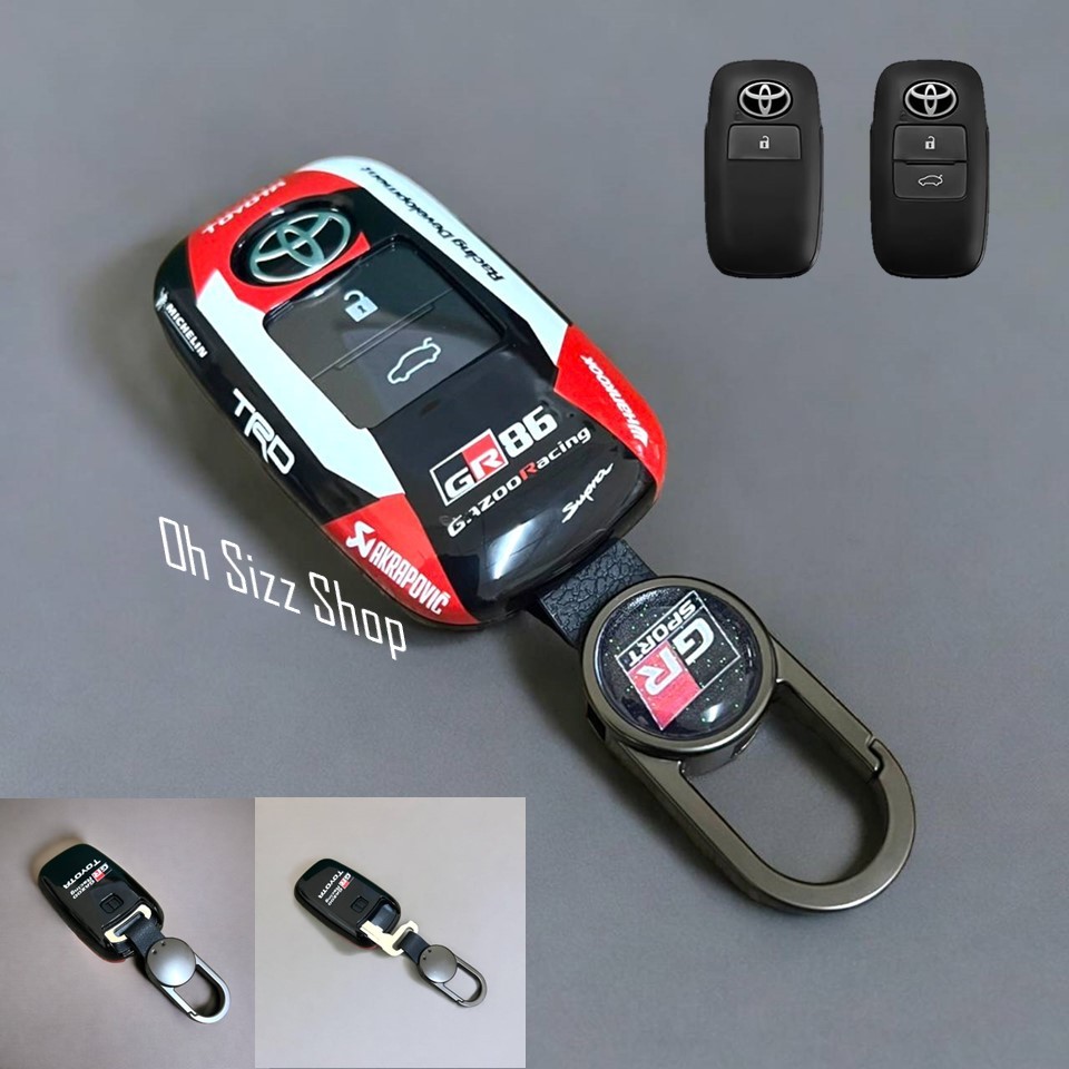 เคสรีโมทรถ Toyota Yaris Cross  Yaris ATIV   Veloz 2024  แบบลาย GR Sports  สามารถดึงกุญแจในรีโมทได้ ด้านหน้าปุ่มกดปกป้องก