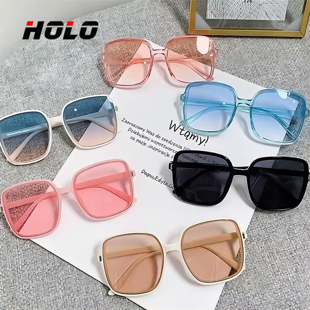 แฟชั่น มีสีสัน แว่นกันแดด UV400 แว่นตากรอบใหญ่ เหมาะสำหรับวันหยุด เหมาะสำหรับทั้งชายและหญิง