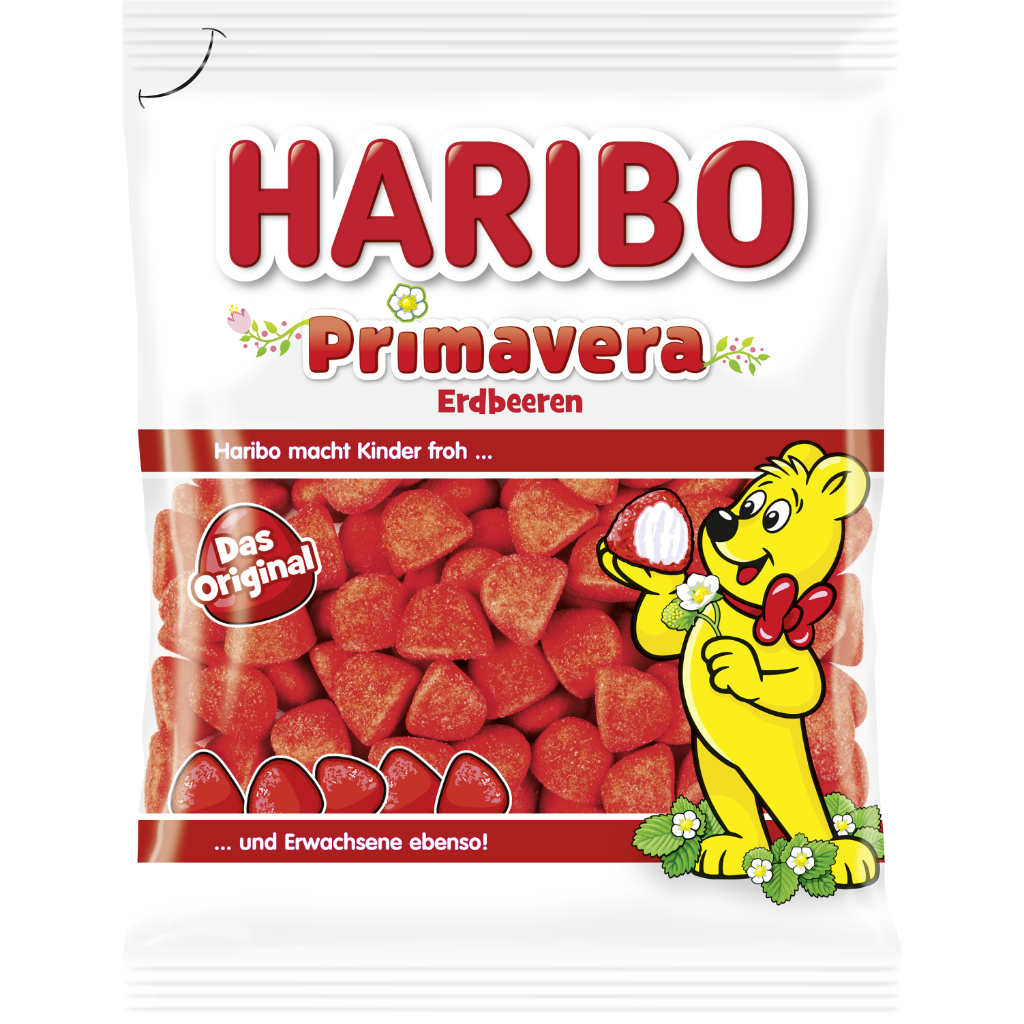 Haribo Primavera (Strawberries) 175g Erdbeeren Soft, fluffy strawberry candy ฮาริโบ พรีมาเวร่า ลูกอมสตรอว์เบอร์รีฟูนุ่ม