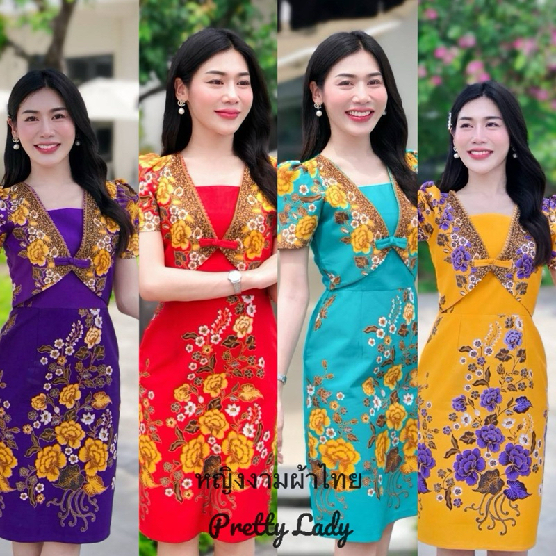ชุดเดรส ผ้าคอตตอน พิมพ์ลายคมชัด งานทรงกั๊ก เนื้อผ้าดี ใส่สบายไม่ร้อน ผ้าซับน้ำได้ดี งานอัดกาวทั้งชุด ซิปซ่อนด้านหลัง