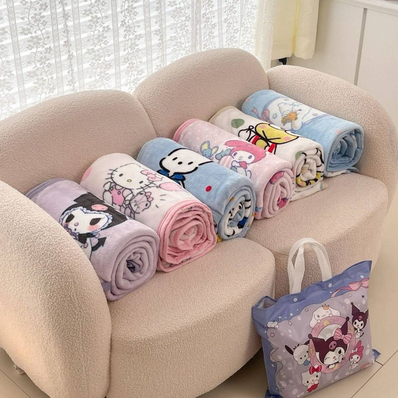 พร้อมส่งในไทย ฟรีถุงกระดาษแท้ ผ้าห่มSanrioขนนุ่มๆ ขนาด100*150ใหญ่ ฟรีถุงกระดาษ