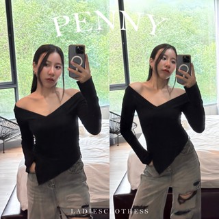 LADIESCLOTHESS #LC358 PENNY TOP เสื้อแขนยาว เสื้อคอวี เสื้อเ…