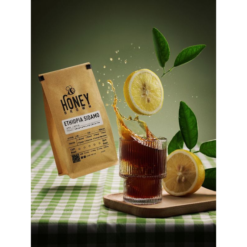 HONEY BROWN เมล็ดกาแฟคั่ว Ethiopia Sidamo - เอธิโอเปีย ซิดาโม 200g- 1kg (คั่วอ่อน และ คั่วกลาง)
