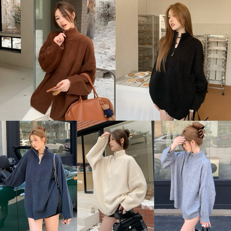 (C156) 𝐅𝐮𝐣𝐢 𝐙𝐢𝐩 𝐂𝐚𝐫𝐝𝐢𝐠𝐚𝐧 เสื้อไหมพรมแขนยาวซิปหน้า ทรงโอเวอร์ไซส์ พร้อมส่ง 5 สี