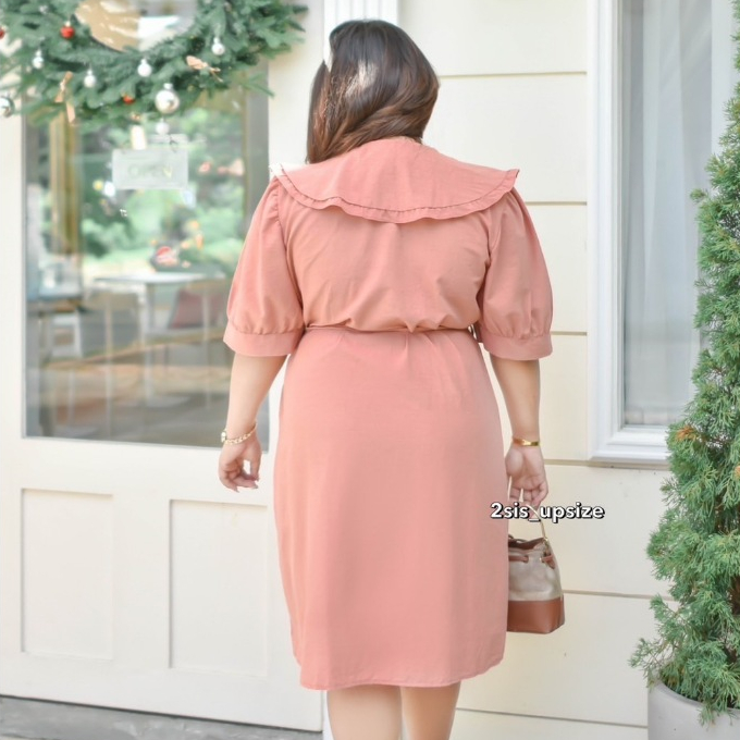 เดรสบาร์บี้แขนสั้นสไตล์มินิมอล  เนื้อผ้าคัตตอลลินิน สไตล์ มินิมอล งานใส่สบาย   ใส่ทำงานก็ดีMอก50L54นิ้ว - รูปที่ 4