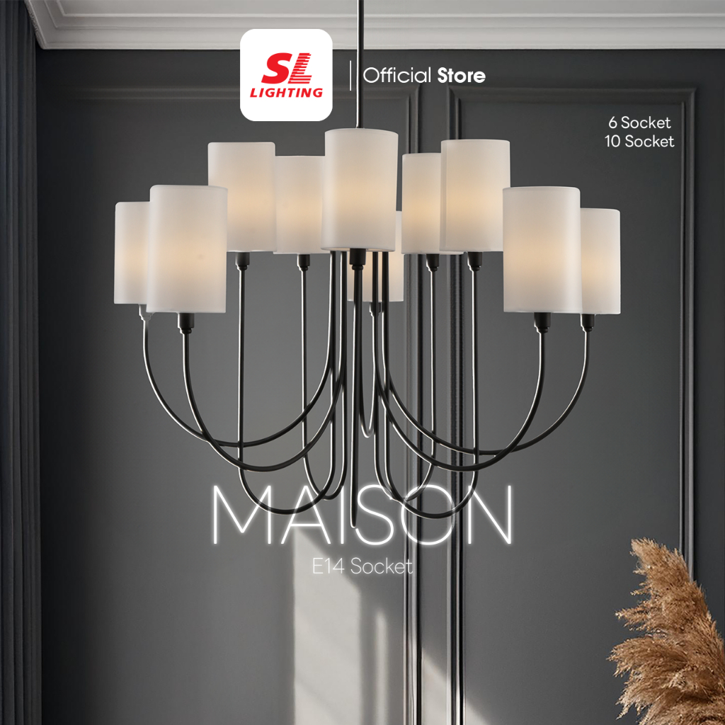 SL LIGHTING | Chandelier โคมไฟห้อยช่อ สไตล์โมเดิร์น โครงสีดำ รุ่น MAISON ขั้วE14