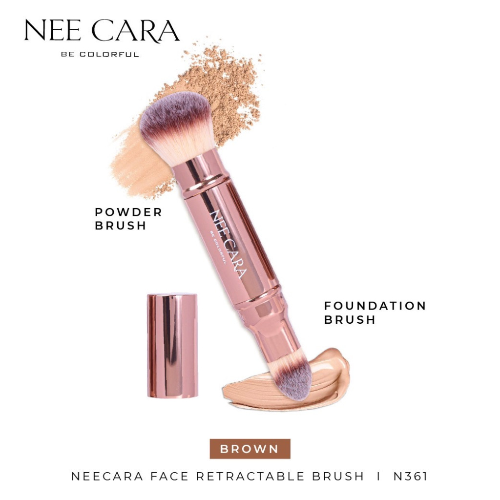 NEECARA FACE RETRACTABLE BRUSH I N361 แปรงแต่งหน้า มี 2 หัว พร้อมที่เก็บ ราคา ถูกที่สุด ดีลบีเคเค แกลเลอรีภาพที่ 3