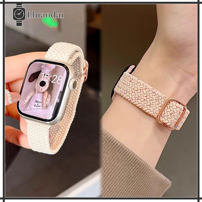 สายยางยืดไนลอน for IWatch Ultra 2 49mm Series 10 9 7 8 6 SE 2 เข็มขัดหัวเข็มขัดโลหะทอ Iwatch 46mm 41mm 45 44 42 40 38mm