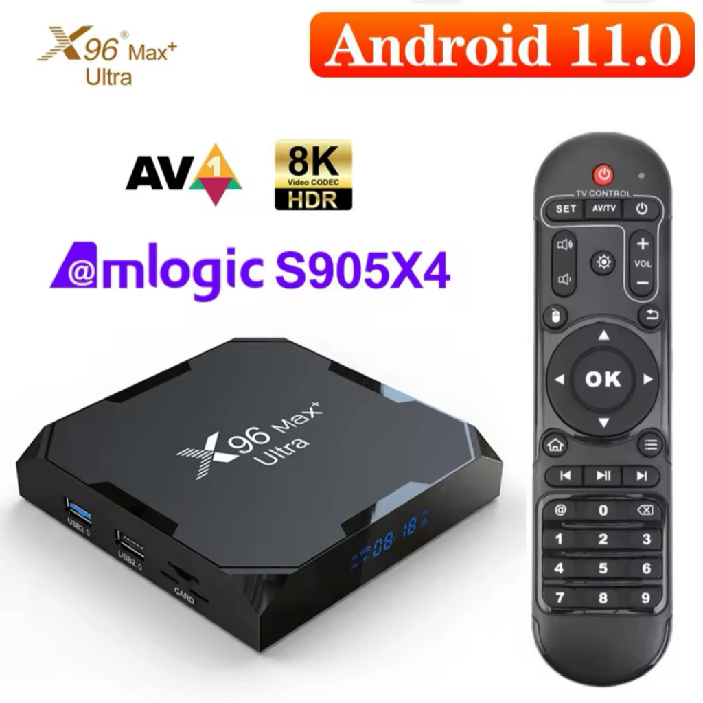 X96Max Plus Ultra Wifi 2.4/5G Bluetooth 4.1 CPU Amlogic S905X4 Android 11รองรับLAN100M Smart tv Box