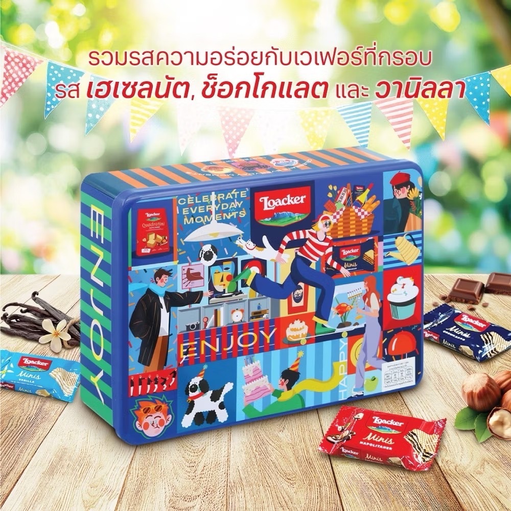 Loacker Viput A. Gift Tin ล็อคเกอร์ เวเฟอร์ คลาสสิค กิ๊ฟทิน 140/185ก.กล่องกิฟท์เซ็ท ขนมปีใหม่ Sundae Kids