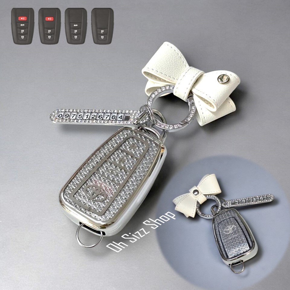 เคสรีโมทรถ Toyota Cross รีโมททรงวี ทำด้วยพลาสติก TPU กดปุ่มได้ ลายคริสตัลToyota Key Sets Model Altis CH-R, Camry 2019