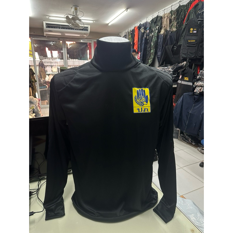 เสื้อแขนยาวคอเต่าสีดำ ปภ งานป้องกันและบรรเทาสาธารณภัย