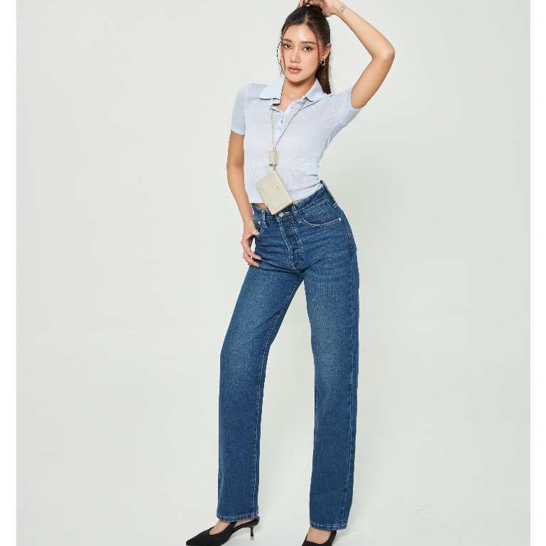 ยีนส์ Nammon Jeans n06 กางเกงยีนส์ ไฮพรีเมี่ยมขากระบอกตรง สีเข้ม รุ่น5กระดุม-ผ้าไม่ยืด ราคา ถูกที่สุด ดีลบีเคเค แกลเลอรีภาพที่ 2