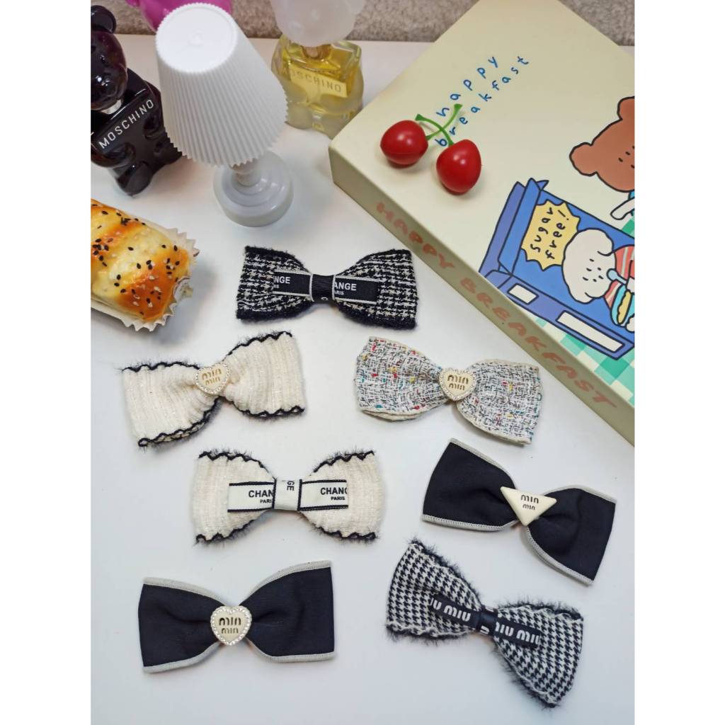 พร้อมส่งในไทย !!! กิ๊บโบว์หางยาวสไตล์เกาหลีลายแบรนด์ ผ้าทวิส คอตตอน กำมะหยี่ วิ้ง ไม่มีหาง
