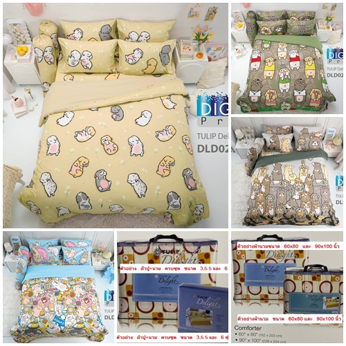 ชุดเครื่องนอน ครบชุด Tulip Delight ทิวลิป ดีไลท์ หมาจ๋า 3.5 5 6 ฟุต นวม 60x80 90x100 นิ้ว DLD026 DLD027 DLD015 DLC042