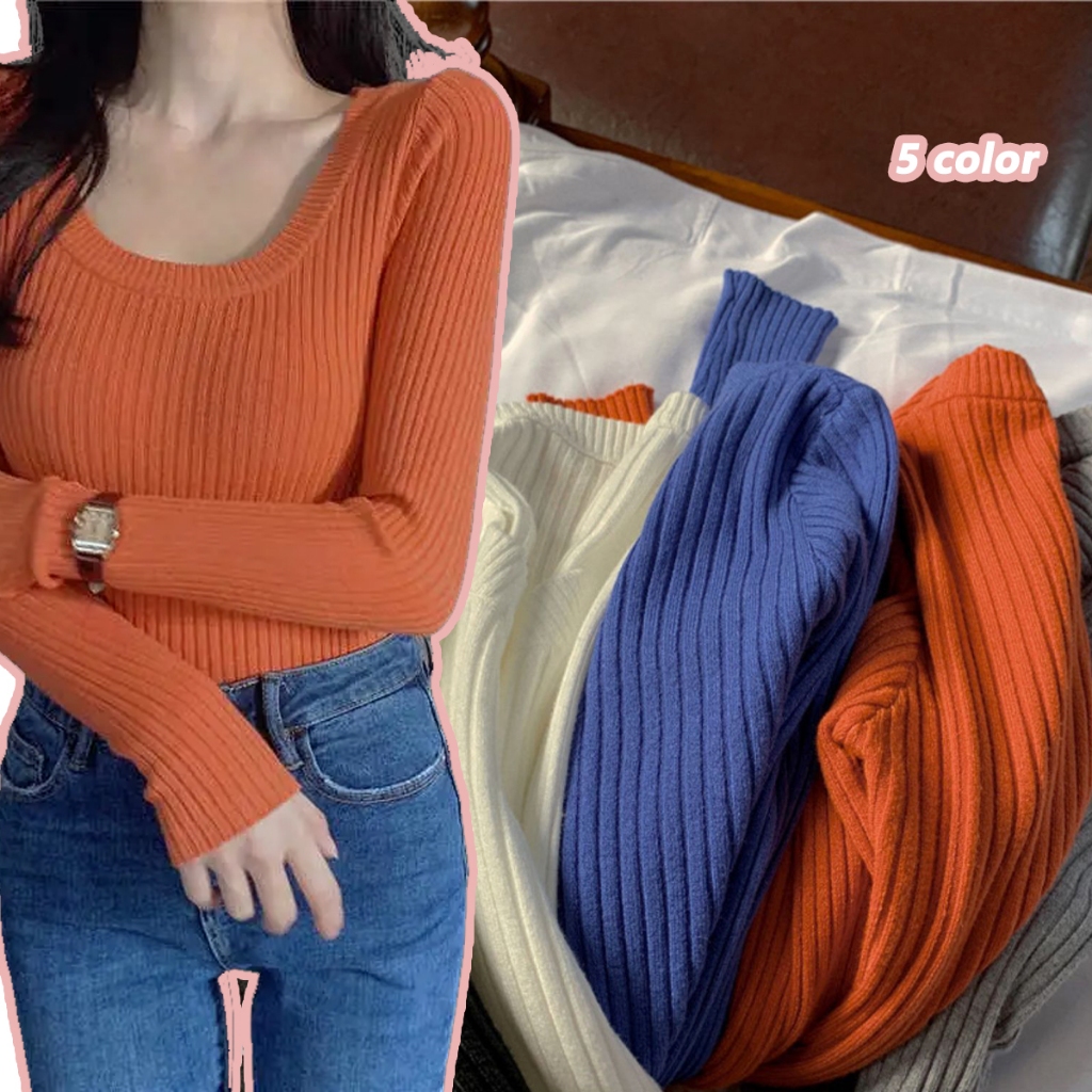 anna 9317 เสื้อสเวตเตอร์ถัก เสื้อไหมพรม แขนยาว