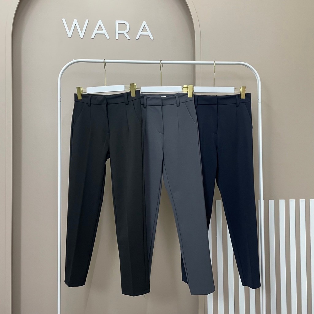 [ R20 ] WARA กางเกงทำงานขากระบอก ขายาว34 ไม่ต้องรีด ผ้าโรเชฟ ใส่สบาย