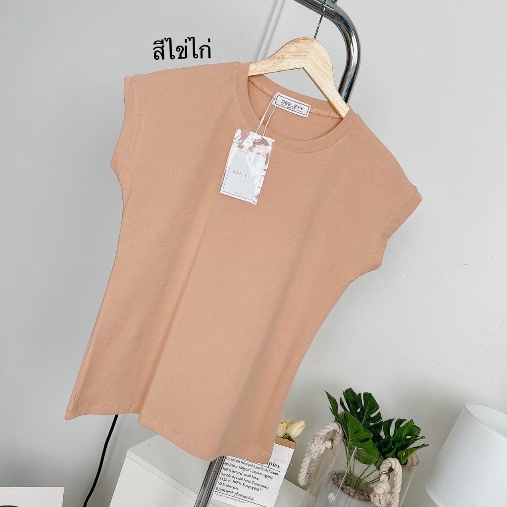 029 เสื้อยืด แขนกุด แขนขอบ คอกลม ฟรีไซส์ อก 36-40 ยาว 22  ปิดรักแร้ตอนยกแขน ผ้ายูนิโคล่ ไม่ต้องรีด - รูปที่ 3