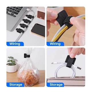 [กทมจัดส่ง]10/100pcs Reusable Cable Ties Fastening Wire Organizer สายไฟเชือกผู ้ถือกาวในตัวปรับสายไฟสายรัดโต ๊ ะการจัดกา