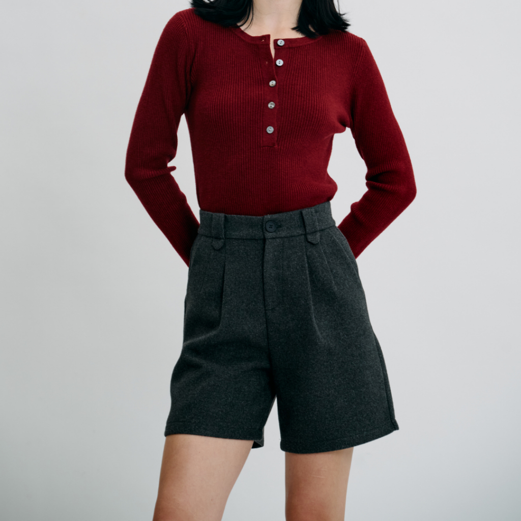 NIPPERISDABEST รุ่น Bella short pants กางเกงขาสั้น เอวสูง สีเทาเข้มและดำ