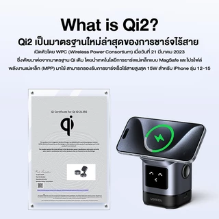 [ลดเหลือ 1534] Ugreen Uno แท่นชาร์จไร้สายแม่เหล็ก 2 in 1 Magnetic Wireless Charger 25W Max Qi2 15W Max รุ่น 45775