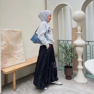 (A13) HEARTMADE—— Alin balloon Skirt (กระโปรงบอลลูนผ้าไหมญี่ปุ่นปักลายดอกซับในยาว)