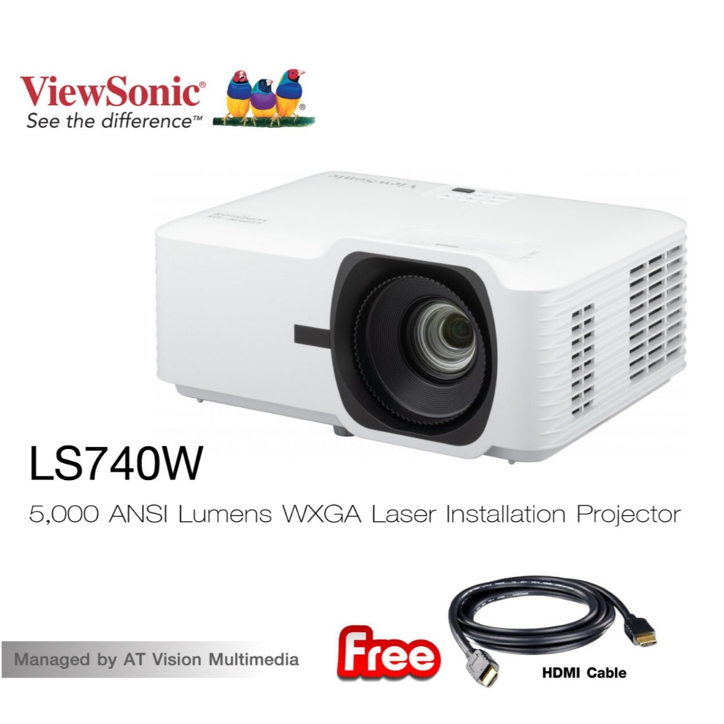 ViewSonic LS740W 5000 Lumens WXGA Laser Projector with 1.3x Optical Zoom, H/V Keystrone, 360 Degrees