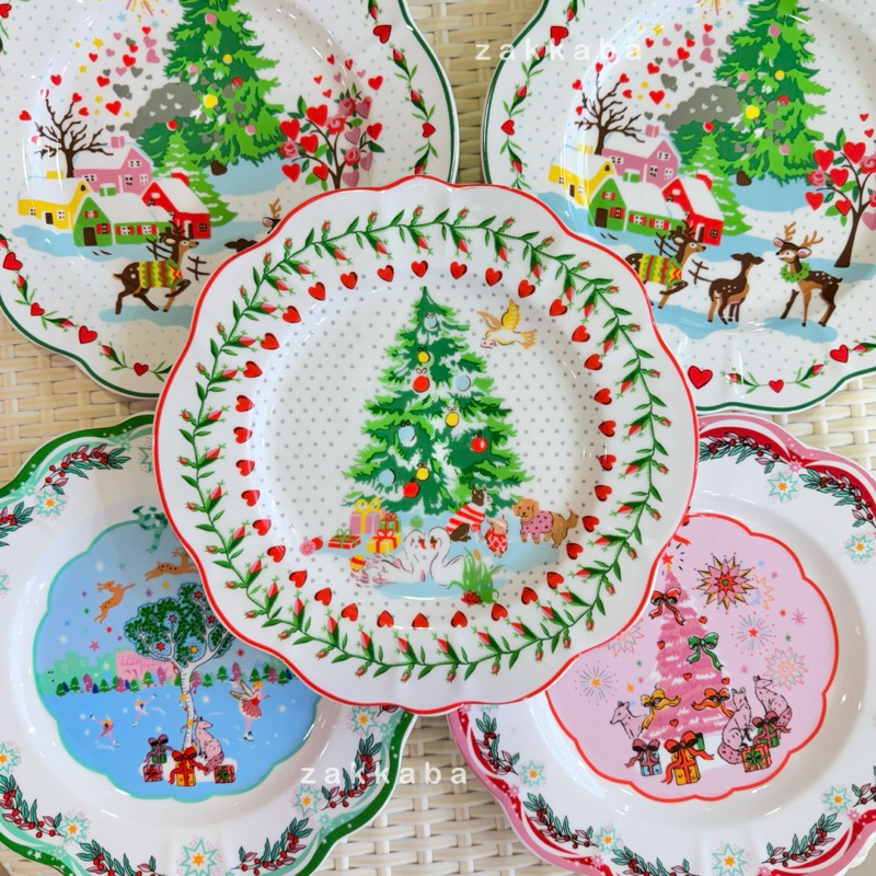 ลดเพิ่ม15% ทักแชท / Cath Kidston / จานเซรามิค 22 ซม. จานคริสต์มาส