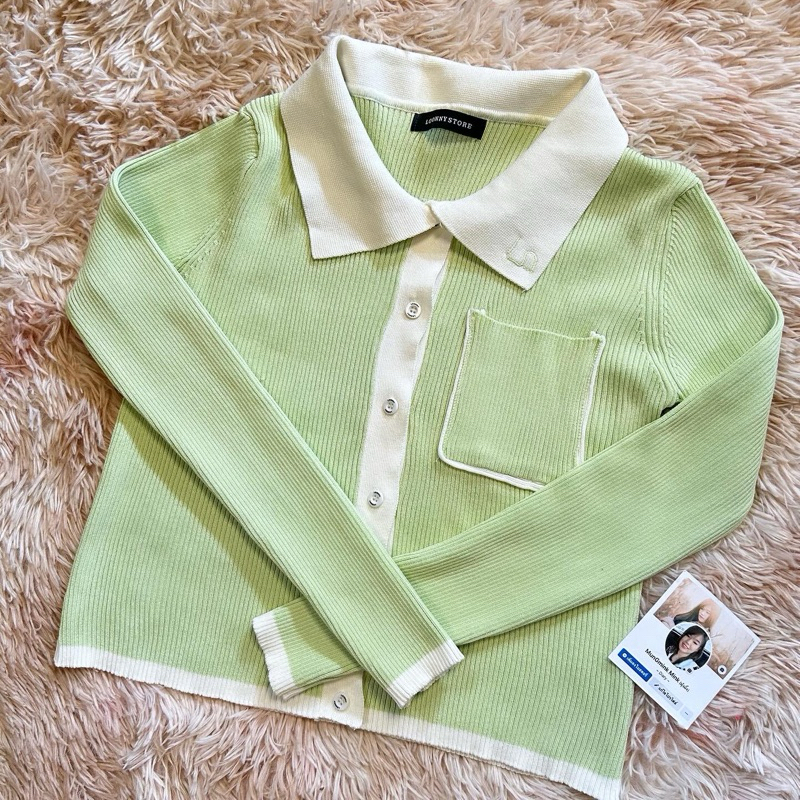 เสื้อไหมพรม loonny store รุ่น yejin เสื้อเยจิน สีเขียว