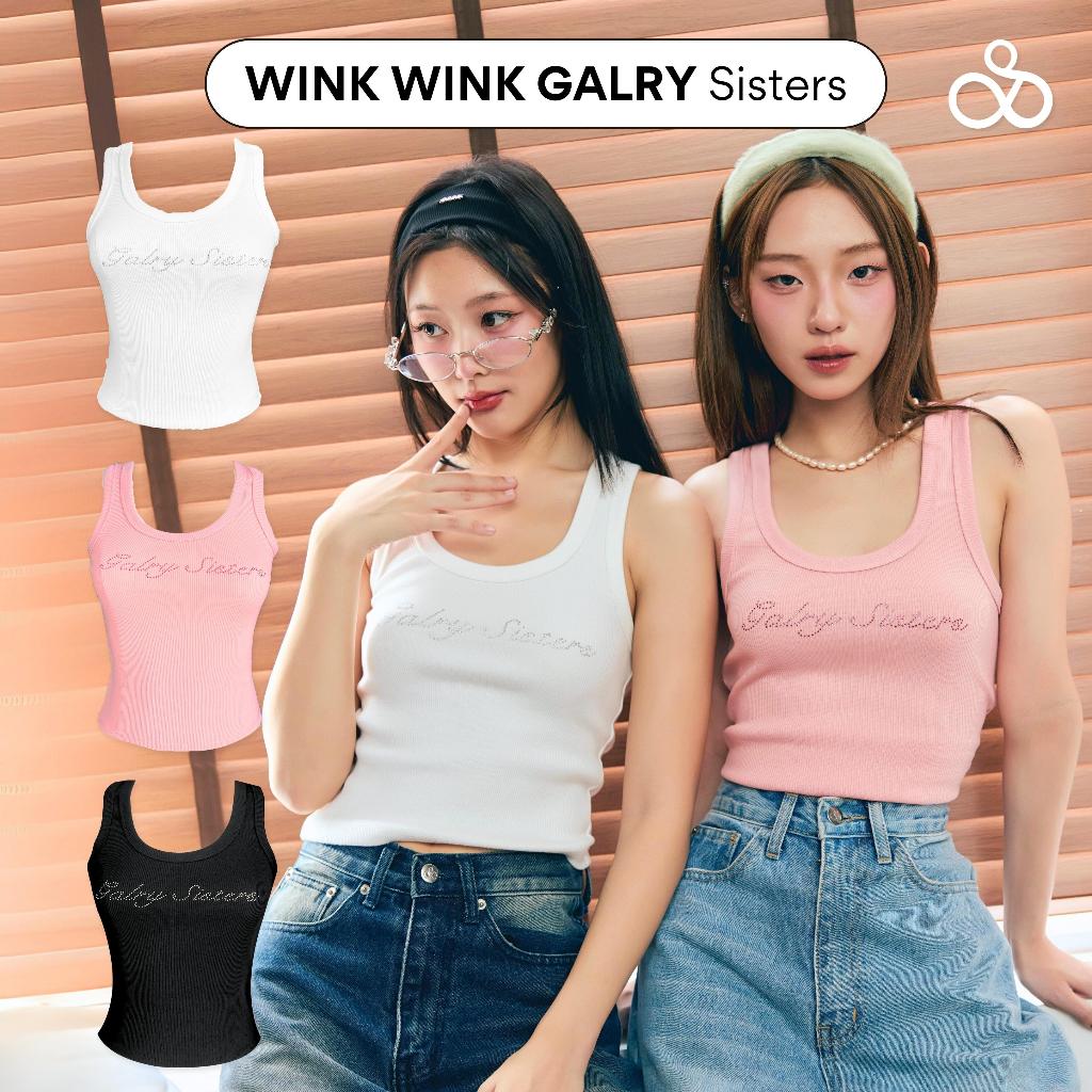 Sistersfabric - Winkwink Tank Galry Sisters เสื้อกล้ามรีดเพชร ลายGalry Sisters ผ้าร่องยืดหยุ่น