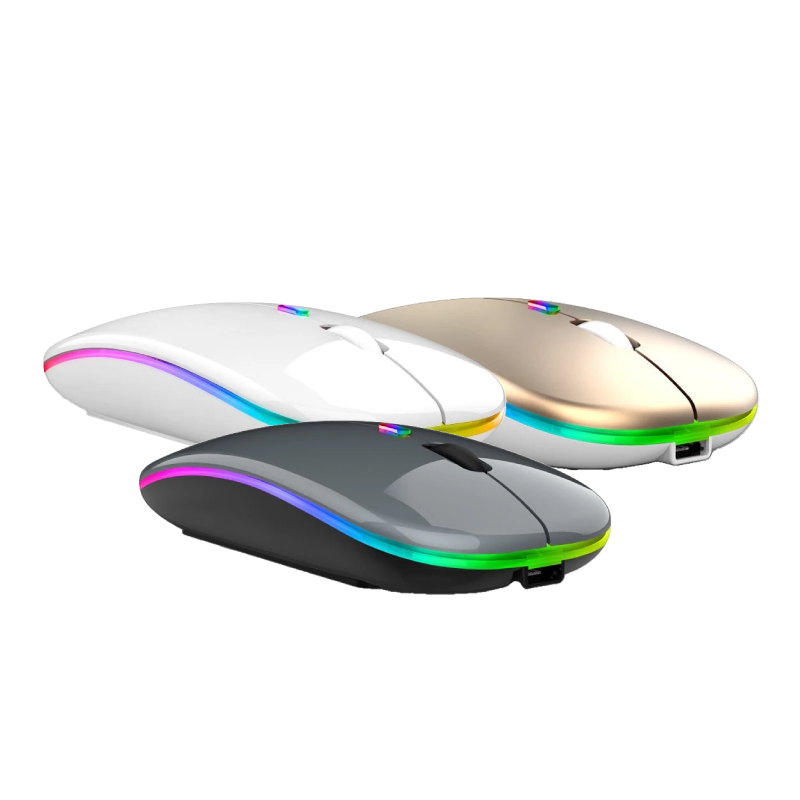 เมาส์บลูทูธ ไร้สาย ไร้เสียง wireless mouse 2.4GHz + Bluetooth มีไฟ RGB เปลี่ยนสีได้