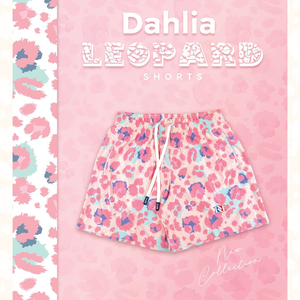 กางเกงบาส กางเกงกีฬา กางเกงขาสั้น " Dude Dahlia Leopard " Retro Mesh Shorts : DUDESPORT