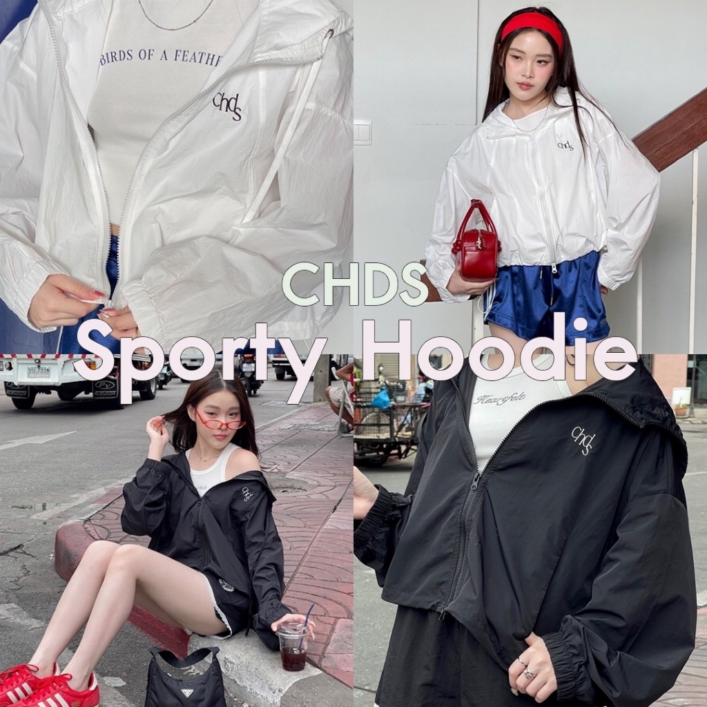 Choosedress A7150 CHDS Sporty Hoodie เสื้อฮู้ดผ้าร่ม กันฝน กันแดด กันลม ปลายเสื้อรูดได้