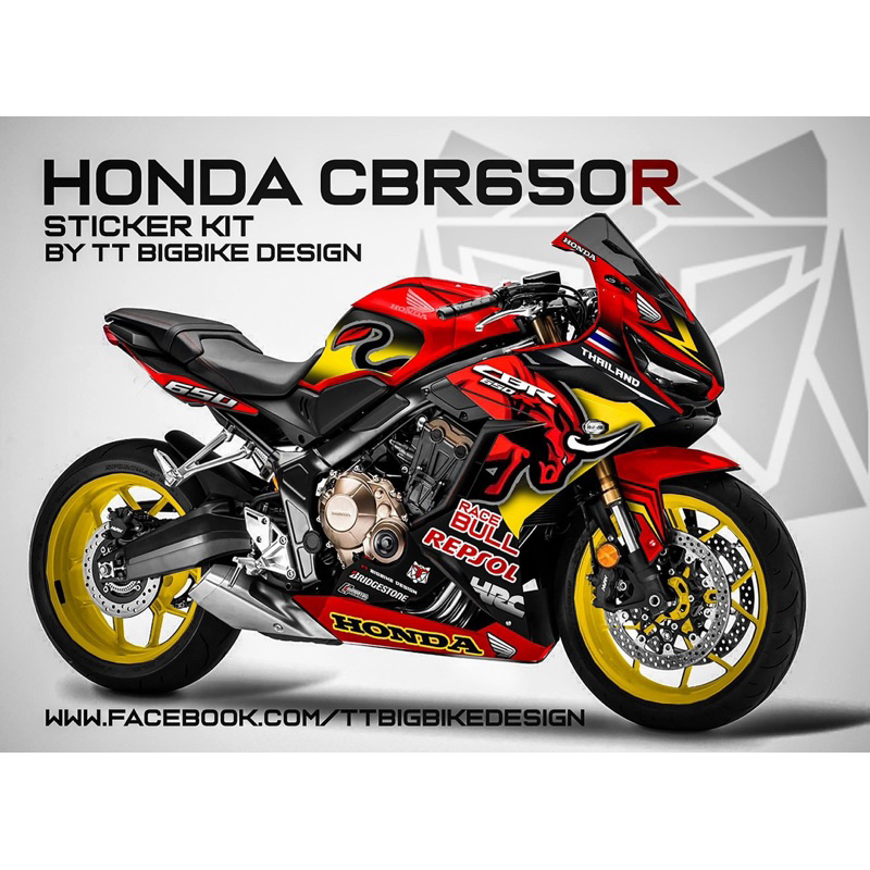 (Mr.AM) ชุดสติ๊กเกอร์ [เกรด Premium] Honda CBR650R (RACE BULL STYLE 1)