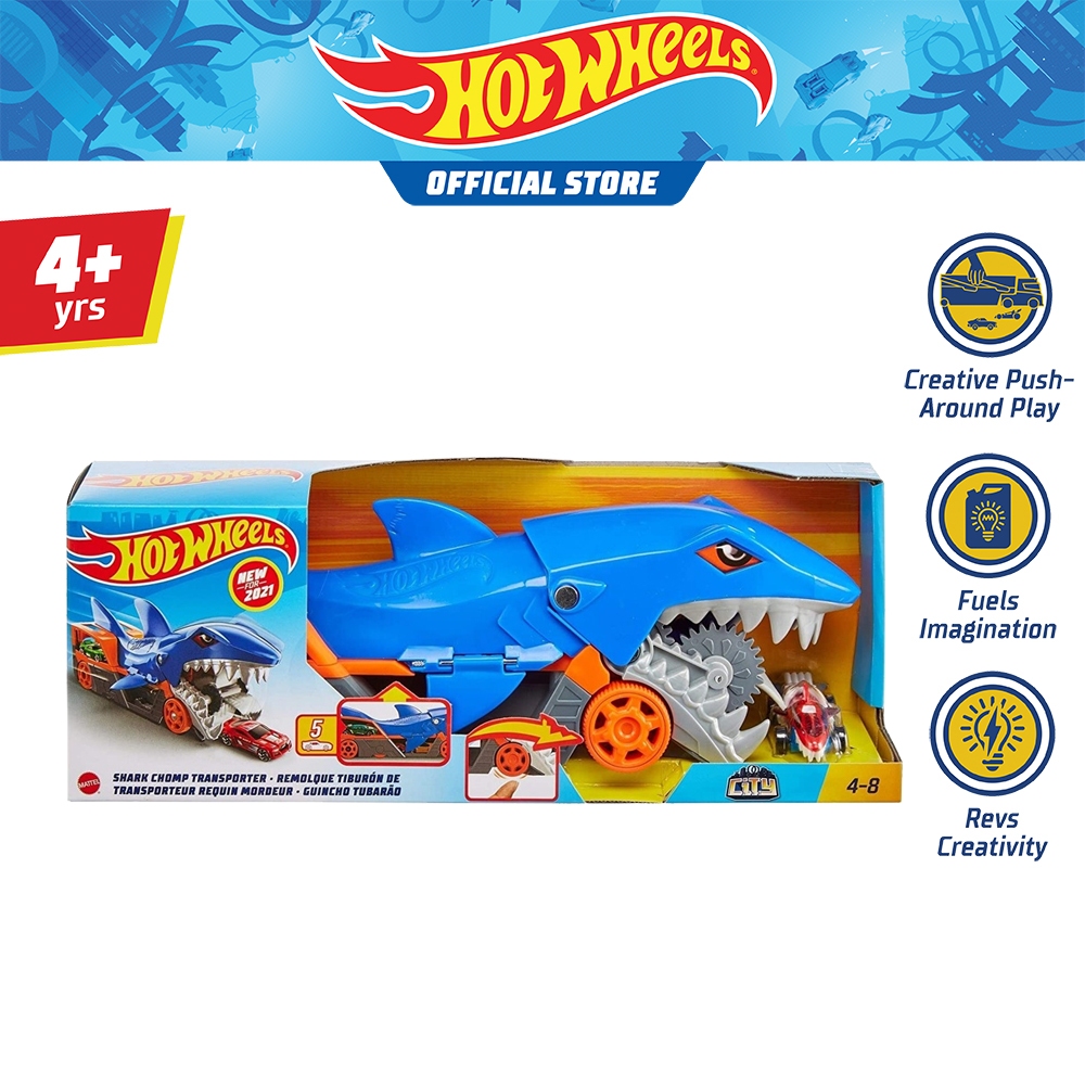 Hot Wheels Shark Chomp Transporter Playset ฮอตวิว ชุดเซ็ต ฉลาม จอมเขมือบรถ (GVG36 VN)