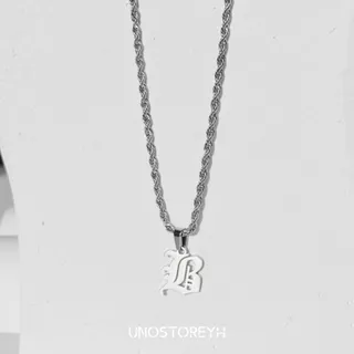 UNO062🔥”สร้อยคอ Fluxx จี้รุ่น GIGA GOTH” สแตนเลสแท้ทั้งสร้อยคอและจี้ สร้อยลายเกลียว จี้GIGA GOTH ตัวอักษรA-Z