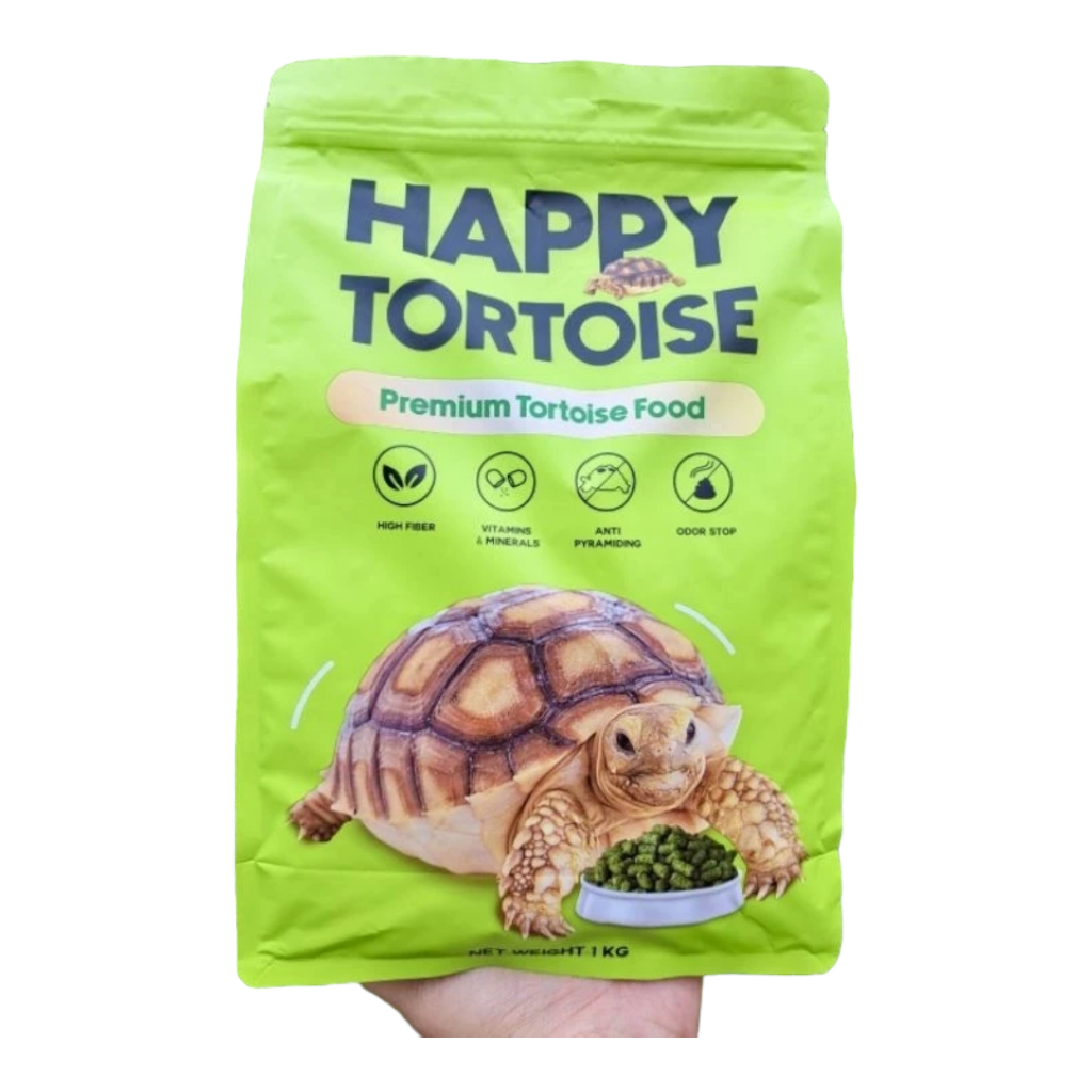 Happy Tortoise อาหารเต่าบก 1 kg. มีไฟเบอร์สูง เหมาะสำหรับเต่ากินพืชทุกชนิด ส่งฟรีทั่วไทย