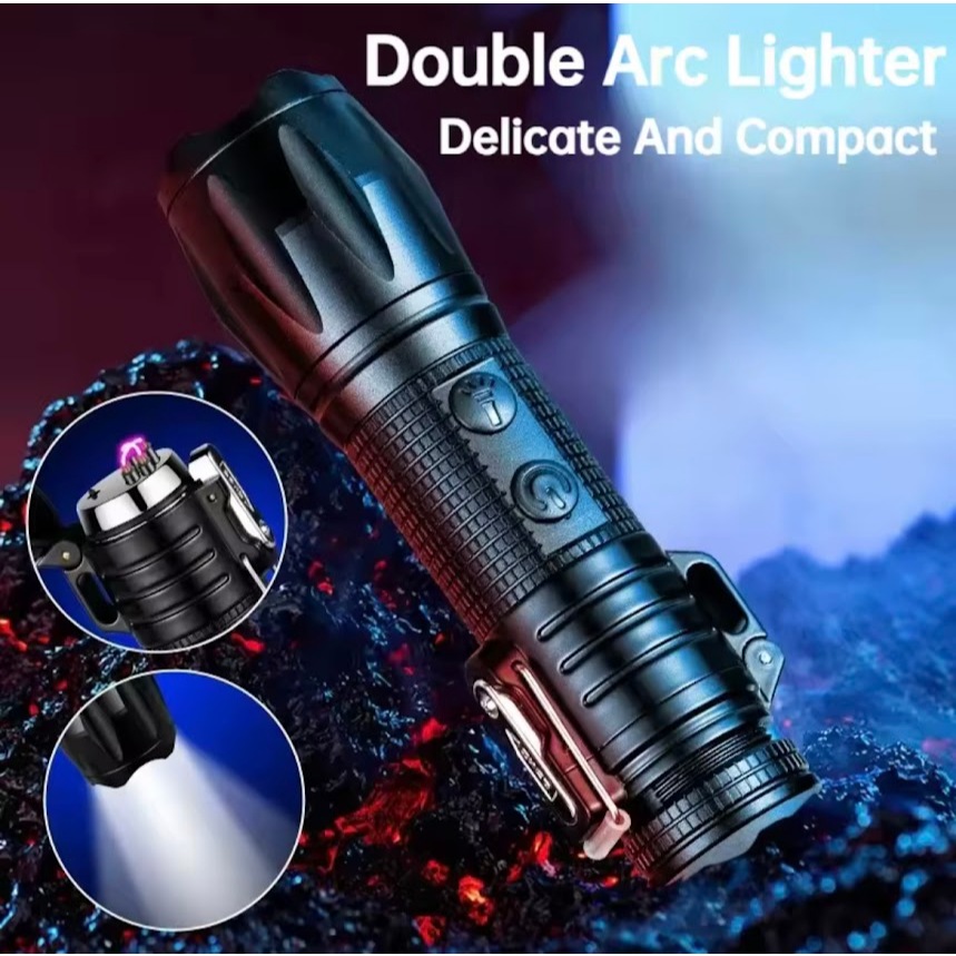 JL328 ไฟแช็ค USB แบบโค้งคู่ใหม่ไฟแช็คพลาสม่าแบบพกพาน้ำหนักเบาอเนกประสงค์ไฟฉายสว่างกลางแจ้ง