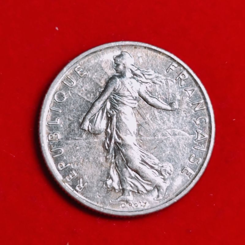 เหรียญเก่า เหรียญ ประเทศ ฝรั่งเศสปี1986 ชนิด 1/2 Franc(พ.ศ.2529) ผ่านใช้สภาพดีสวยคมชัด