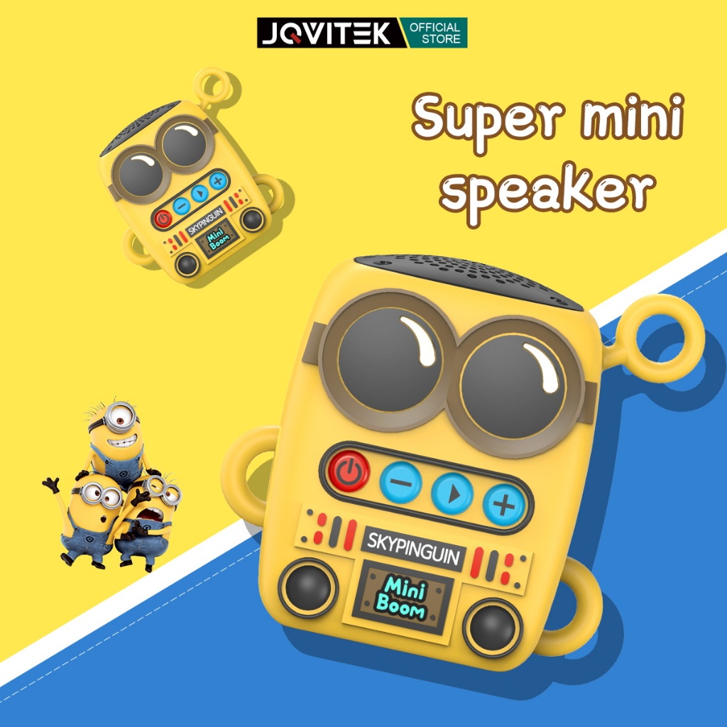 JQVITEK ลำโพงบรูทูธ Minion Speaker เบสหนัก เสียงดี ใส่การ์ดTF USB ได้ กันน้ำIP65 ลำโพงพกพา ส่งเชือกเส้นเล็ก S52