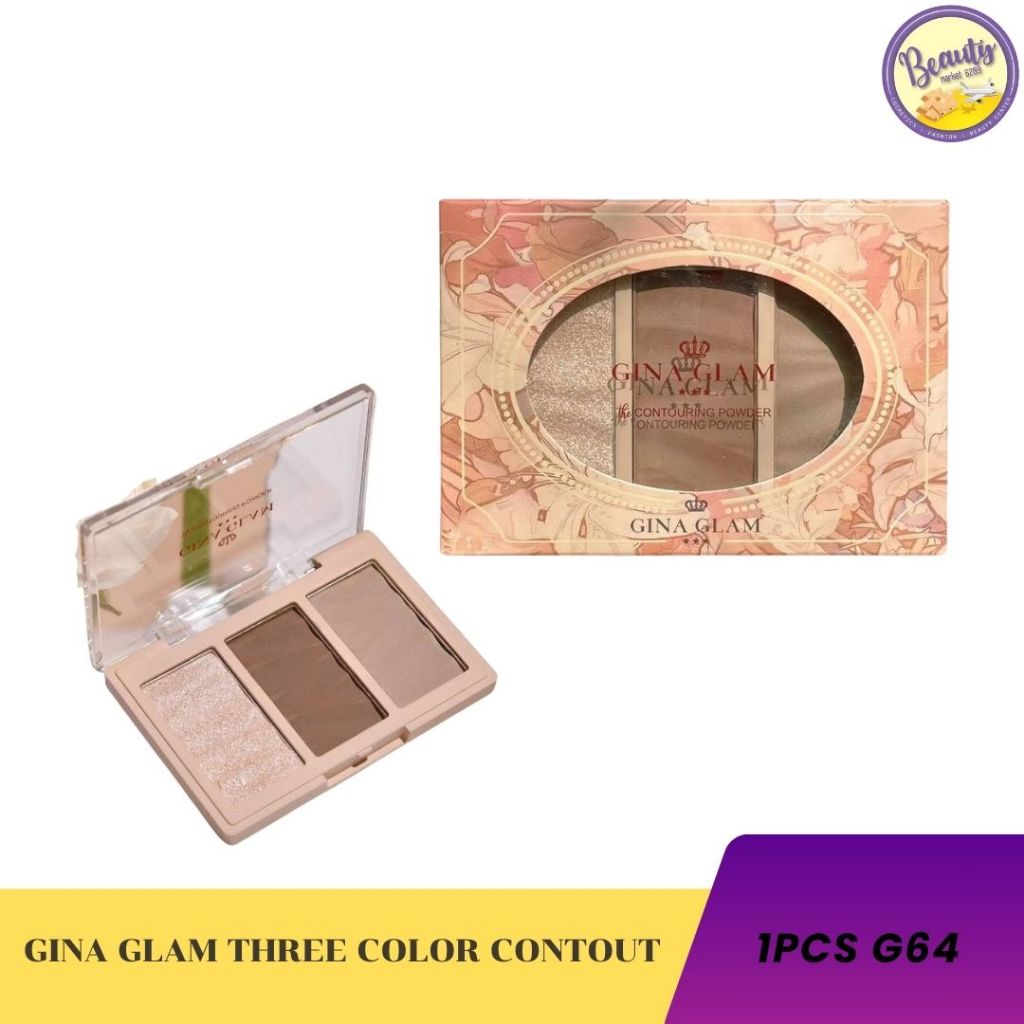 G64 จีน่า เกลม Gina Glam Natural Light and Shadow 3 Color Contour Powder (1pcs)
