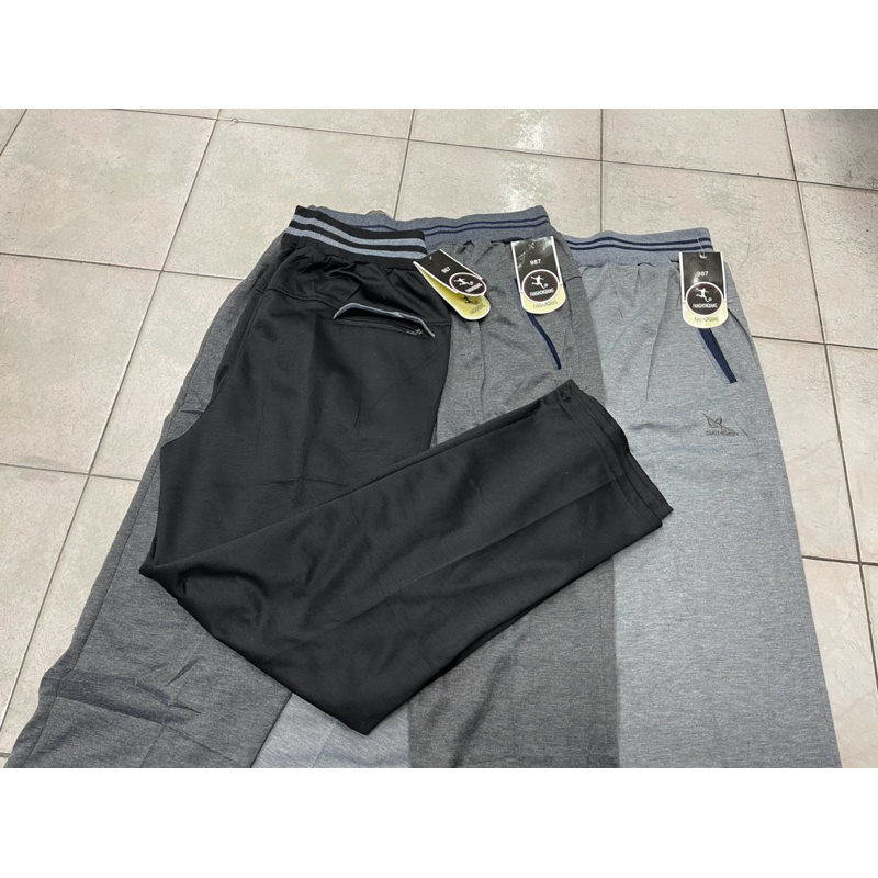 กางเกงวอร์มผ้ายืดไซส์ใหญ่จัมโบ้สำหรับคนอวบตัวสูงเนื้อผ้ายืดเยอะใส่สบายปลายขาปล่อย มีเชือกผูกเอวซ่อนอยู่ด้านใน#987# - รูปที่ 5