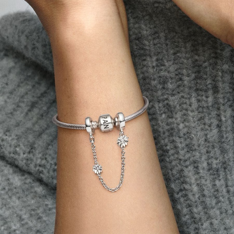 (ของแท้ พร้อมส่ง) Pandora Daisy Safety Chain รูปที่ 4