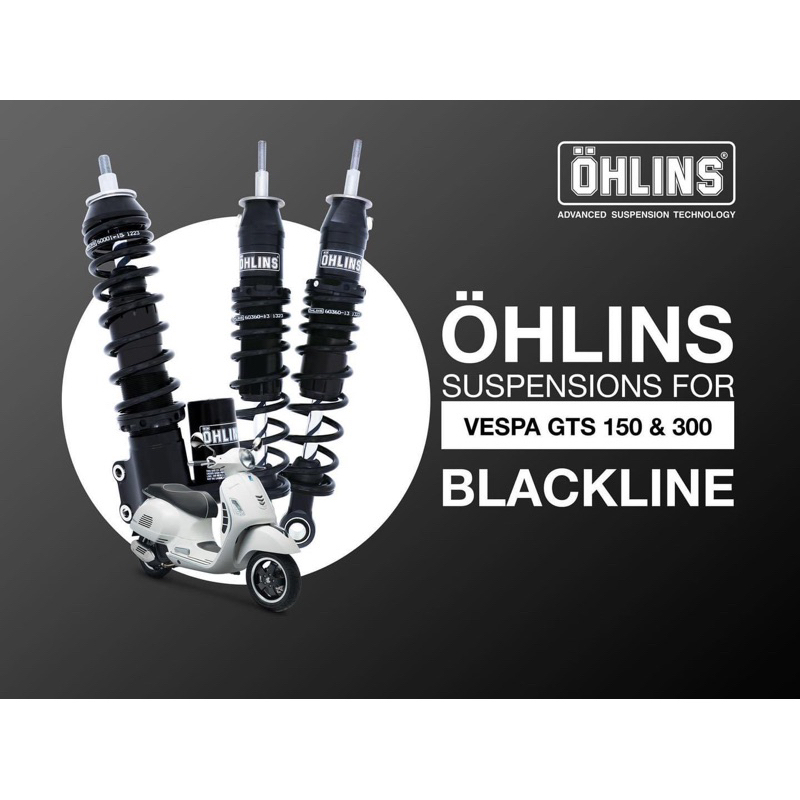 (Blackline)โช๊คหน้าหลัง OHLINS PI911/PI913 สำหรับ VESPA GTS150/GTS300ตรงรุ่น ของแท้ ประกัน 2ปี
