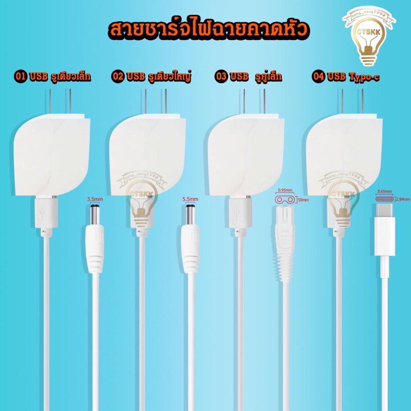(รุ่นใหม่) สายชาร์จสำหรับไฟฉายคาดหัวแบบหัวเสียบ USB อุปกรณ์ที่ชาร์จไฟคาดศรีษะ( 4 แบบ )

<p>“><center></p>
<h4></h4>
<p><p><font color=