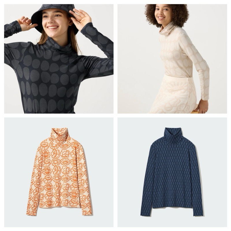 (มีโค้ดลด 30%) เสื้อคอเต่า HEATTECH/ เสื้อหนาว Fleece Uniqlo X Marimekkko Fall/ Winter 2024 HEATTECH Turtleneck T-Shirt